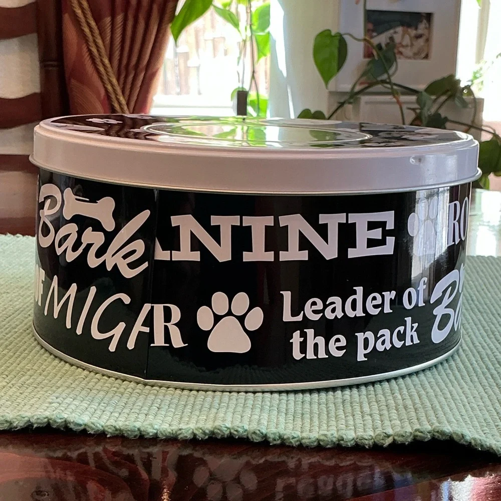 Black and White Dog Treat Tin